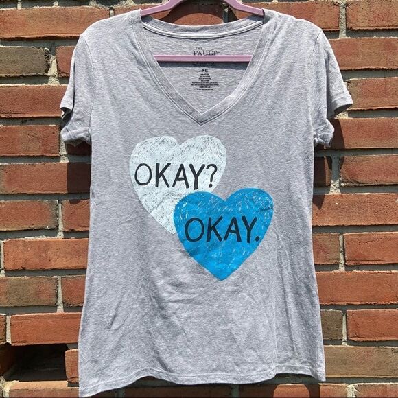 𝅺2/$15 🌸 The Fault in Our Stars “Okay?Okay.” Graphic V-Neck - Picture 1 of 4